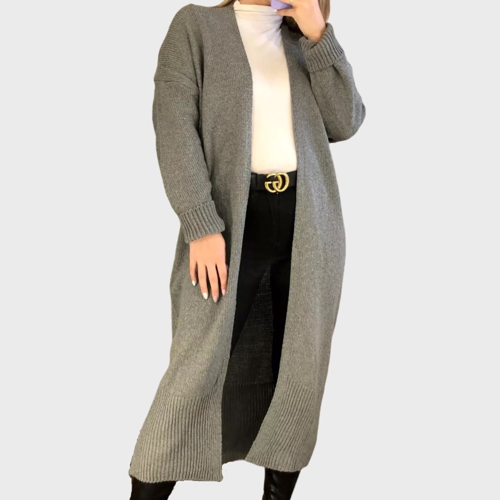 GRAY LOOSE FIT CARDIGAN